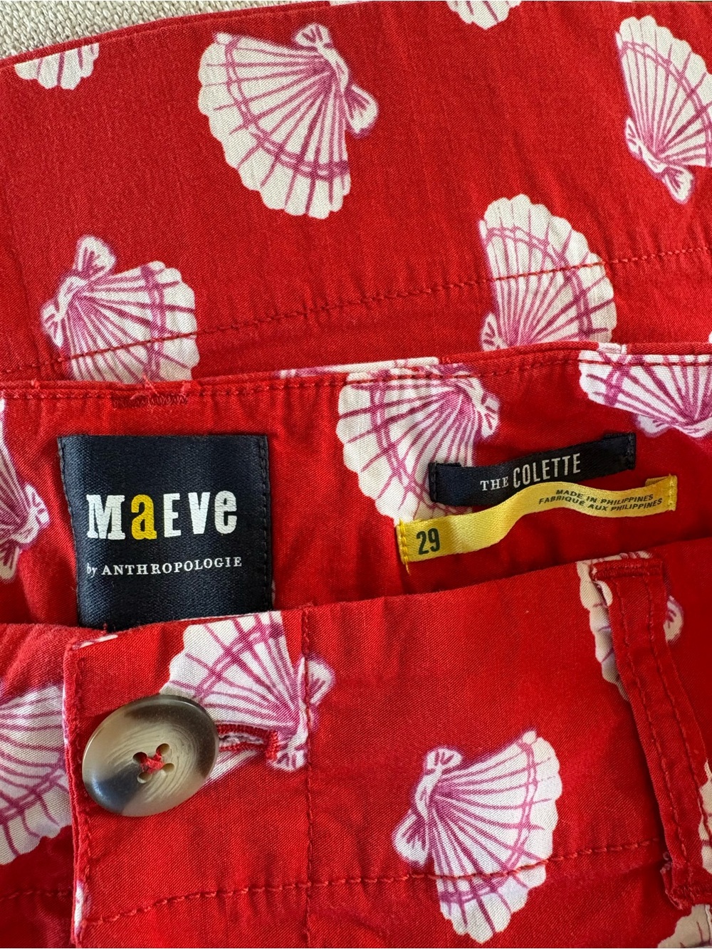 Maeve Colette Red SeaShell-Print cropped pants